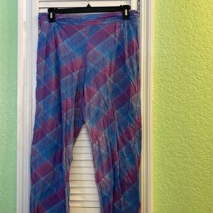 Axcess Womens Blue and Purple Plaid Pants Sleepwear Pajamas Large